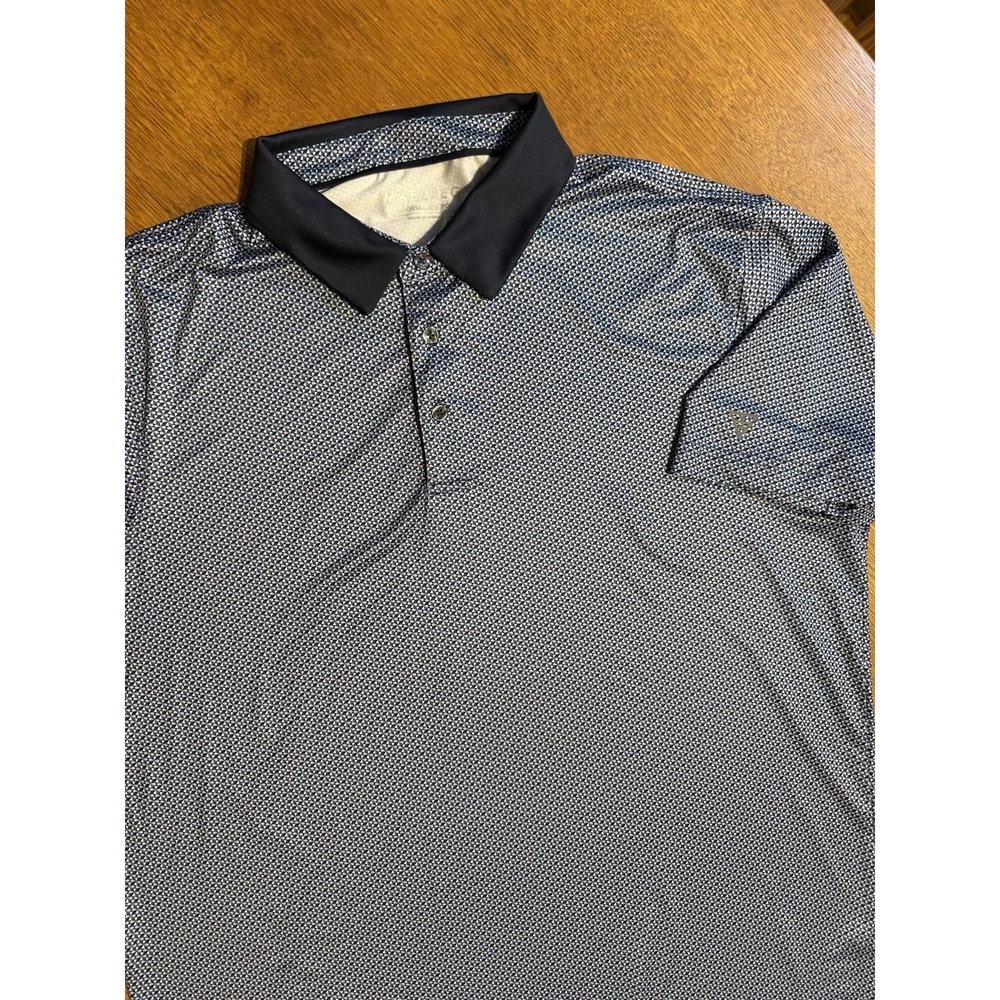 Maelreg Golf Polo‎ Shirt Mens XL Blue Black Geometric Performance Stretch